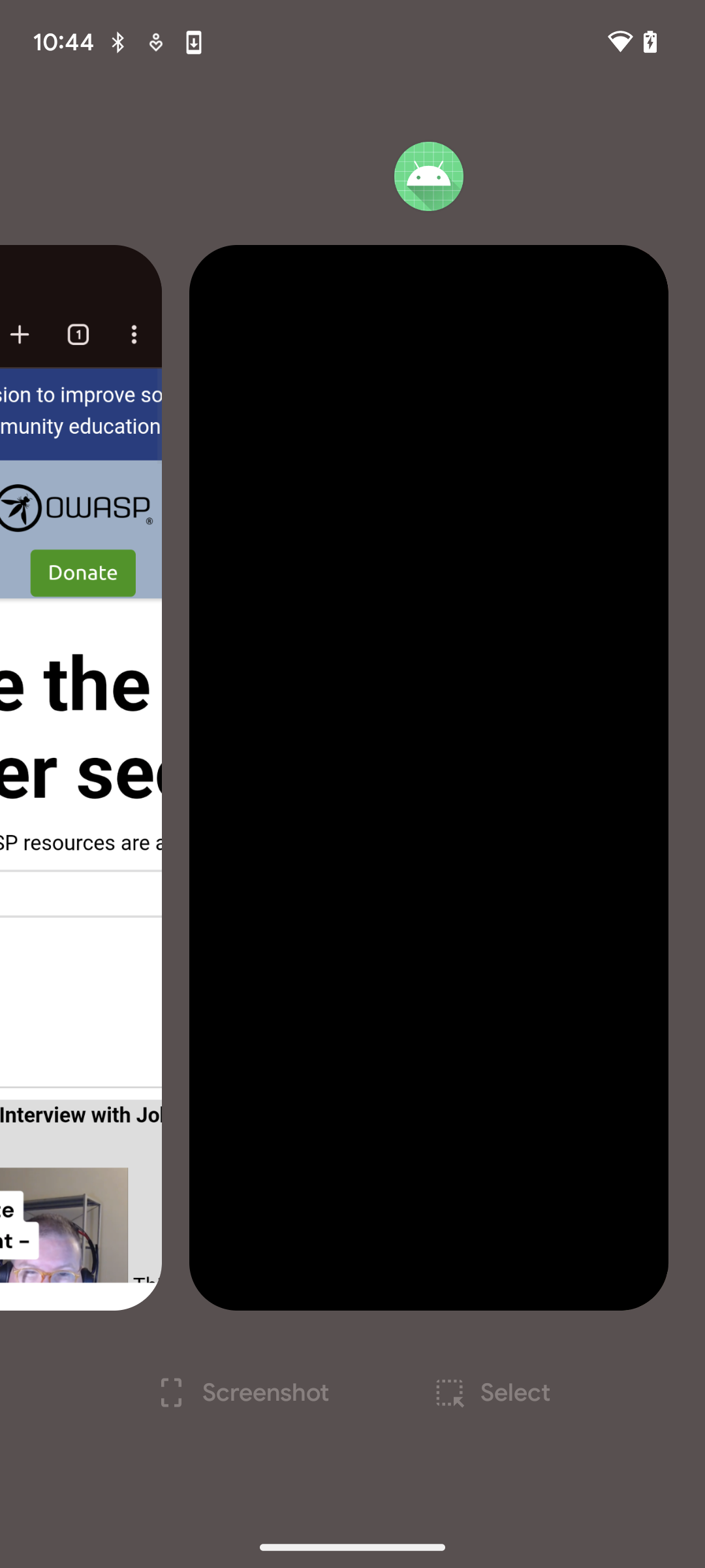 Seletor de tarefas com FLAG_SECURE