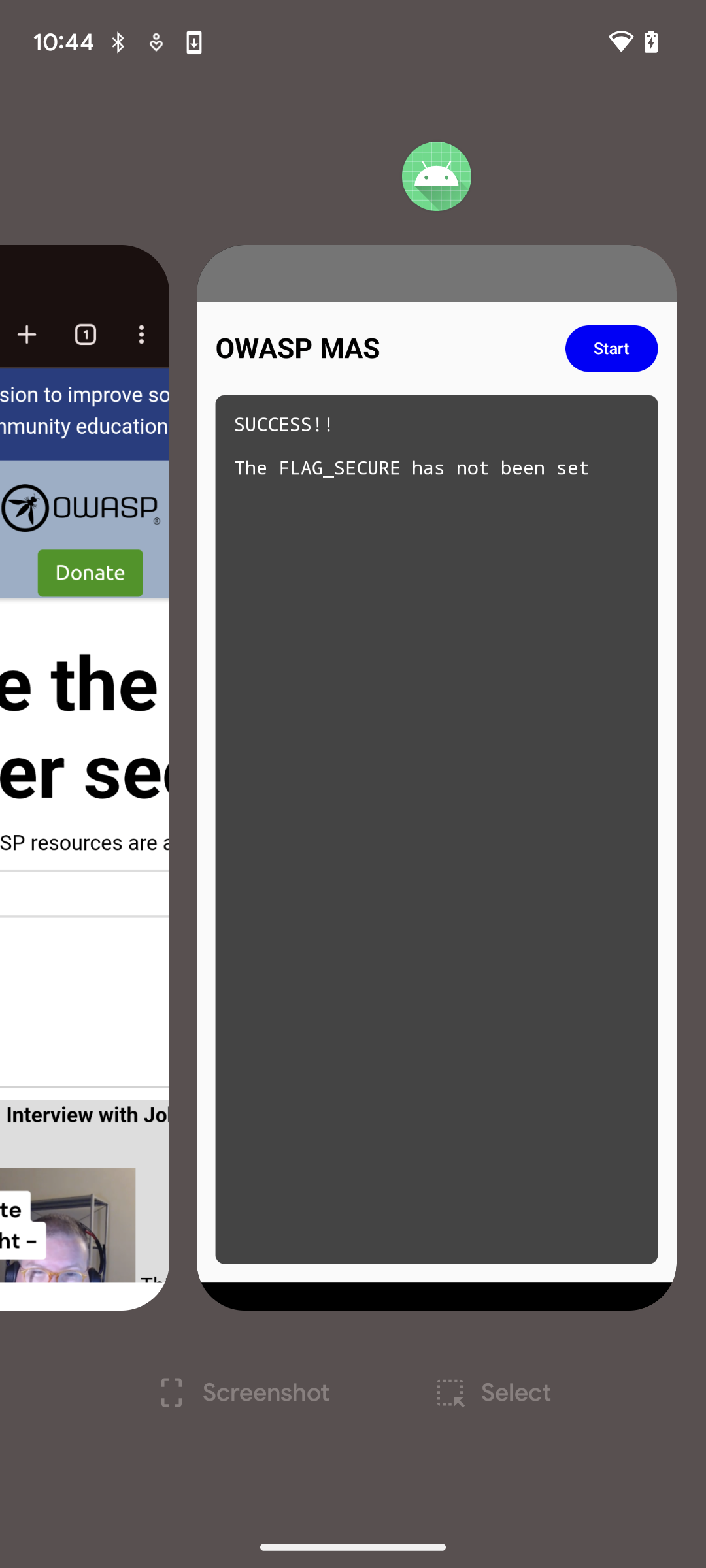 Seletor de tarefas sem FLAG_SECURE