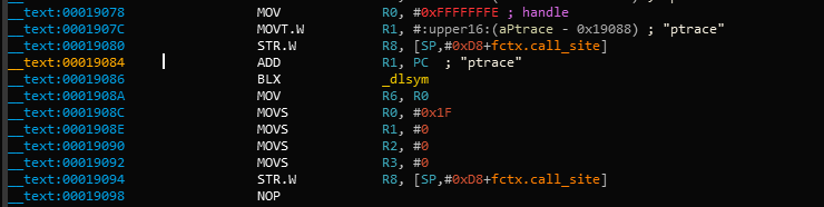Código do ptrace modificado